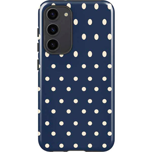 Blue and Cream Polka Dots Galaxy S23 Plus Pro Case