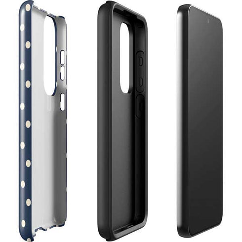 Blue and Cream Polka Dots Galaxy S23 Plus Pro Case