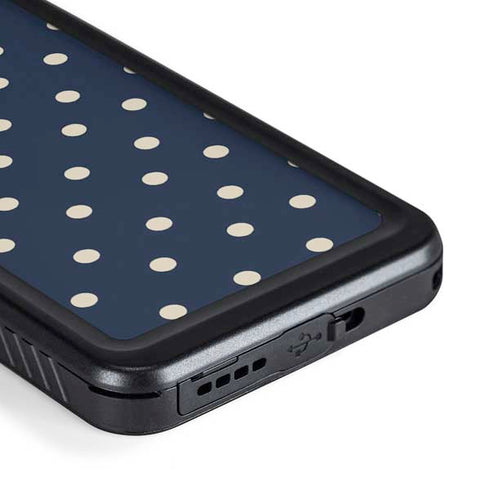 Blue and Cream Polka Dots Galaxy S23 Plus Waterproof Case