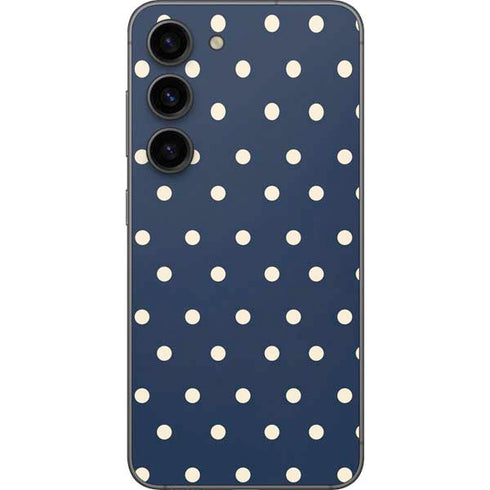 Blue and Cream Polka Dots Galaxy S23 Skin