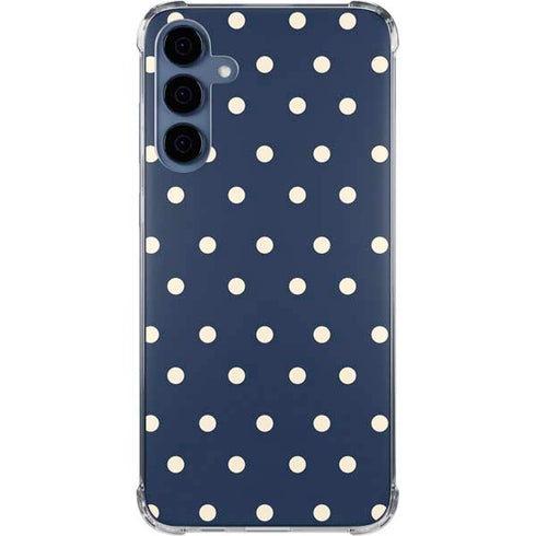 Blue and Cream Polka Dots Galaxy S24 Clear Case