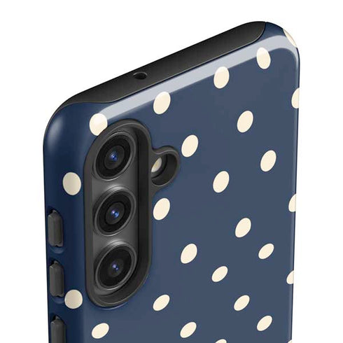 Blue and Cream Polka Dots Galaxy S24 Impact Case