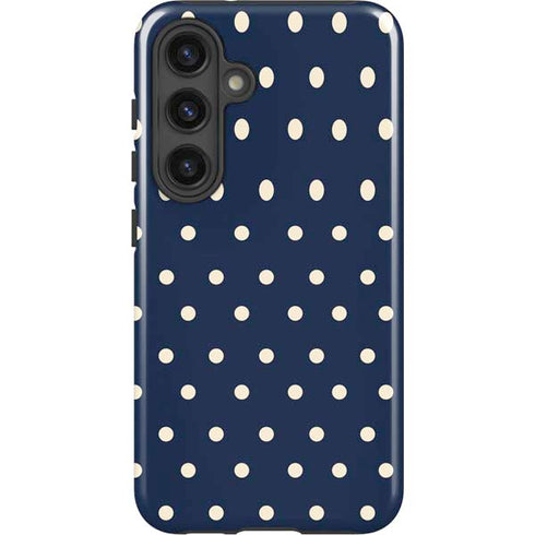 Blue and Cream Polka Dots Galaxy S24 Plus Impact Case