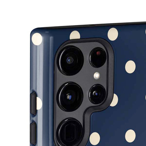 Blue and Cream Polka Dots Galaxy S24 Ultra Impact Case