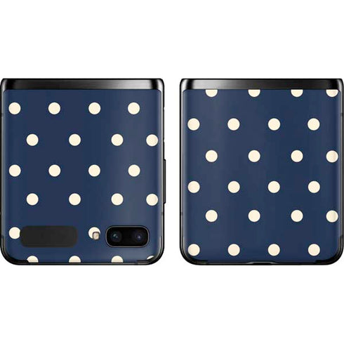 Blue and Cream Polka Dots Galaxy Z Flip Skin
