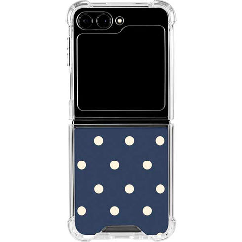 Blue and Cream Polka Dots Galaxy Z Flip5 5G Clear Case