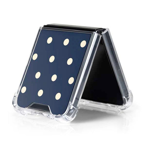 Blue and Cream Polka Dots Galaxy Z Flip5 5G Clear Case