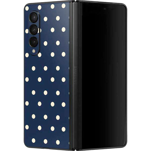 Blue and Cream Polka Dots Galaxy Z Fold3 5G Skin