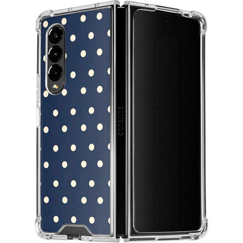 Blue and Cream Polka Dots Galaxy Z Fold4 5G Clear Case