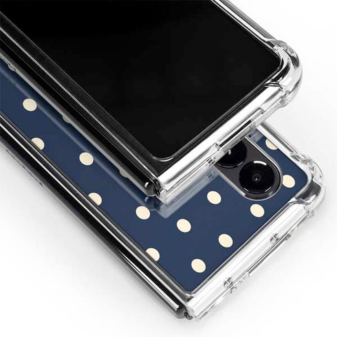 Blue and Cream Polka Dots Galaxy Z Fold4 5G Clear Case