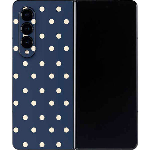 Blue and Cream Polka Dots Galaxy Z Fold4 5G Skin