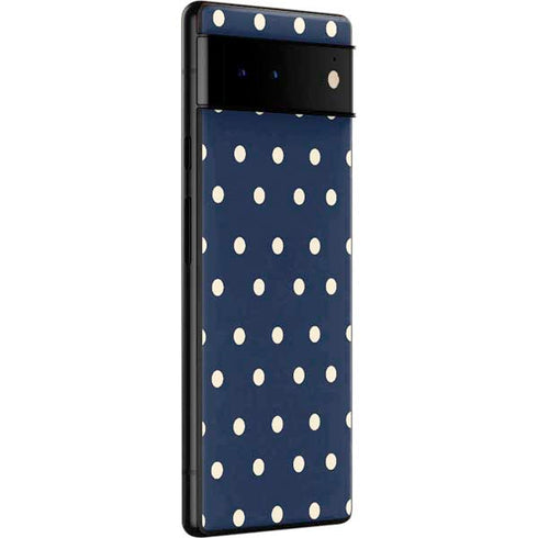 Blue and Cream Polka Dots Google Pixel 6 Skin