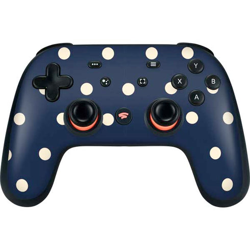 Blue and Cream Polka Dots Google Stadia Controller Skin