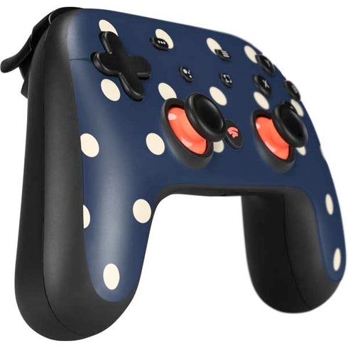Blue and Cream Polka Dots Google Stadia Controller Skin