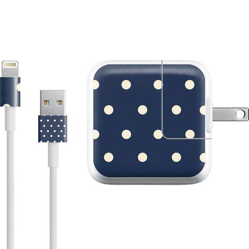 Blue and Cream Polka Dots iPad Charger (10W USB) Skin