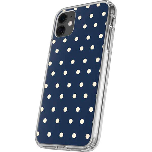 Blue and Cream Polka Dots iPhone 11 Clear Case