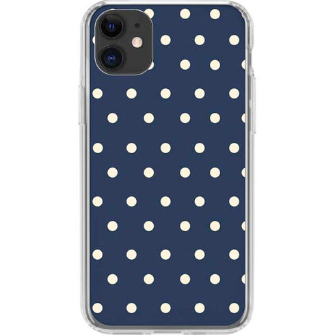 Blue and Cream Polka Dots iPhone 11 Clear Case