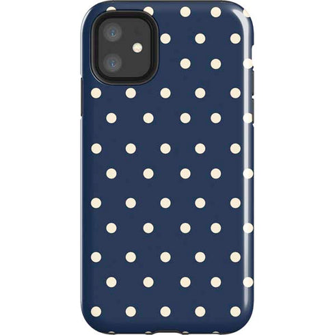 Blue and Cream Polka Dots iPhone 11 Impact Case