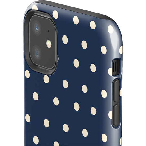 Blue and Cream Polka Dots iPhone 11 Impact Case