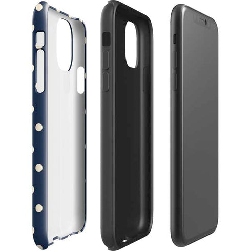 Blue and Cream Polka Dots iPhone 11 Pro Max Impact Case