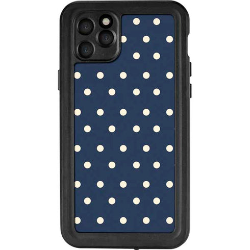 Blue and Cream Polka Dots iPhone 11 Pro Max Waterproof Case