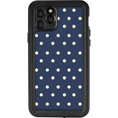 Blue and Cream Polka Dots iPhone 11 Pro Waterproof Case