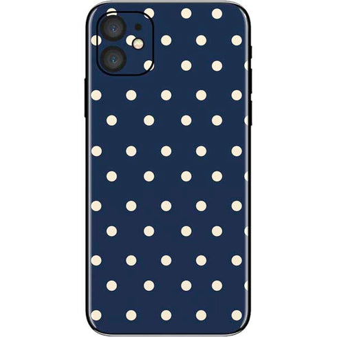 Blue and Cream Polka Dots iPhone 11 Skin