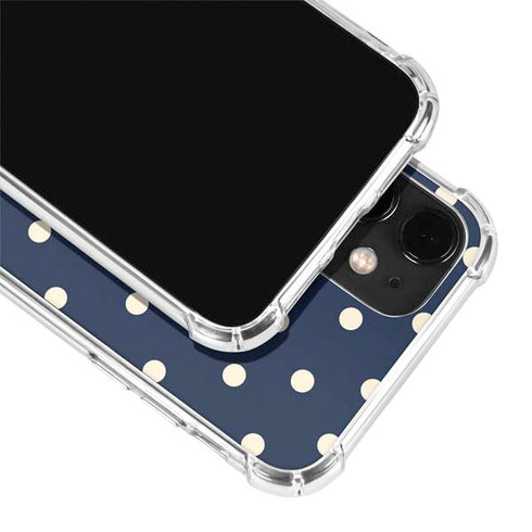Blue and Cream Polka Dots iPhone 12 Clear Case