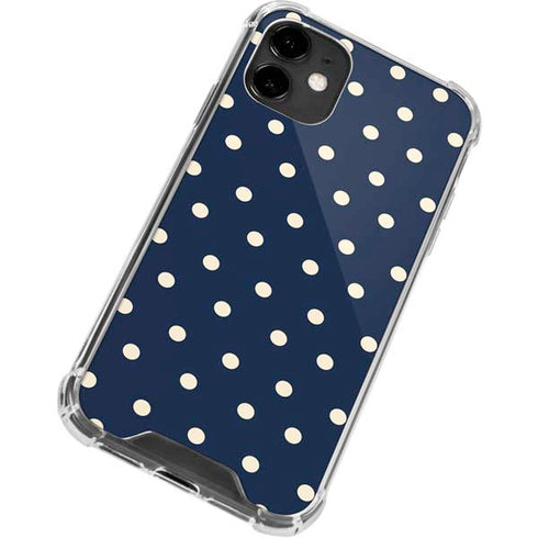 Blue and Cream Polka Dots iPhone 12 Clear Case