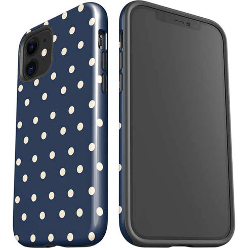 Blue and Cream Polka Dots iPhone 12 Impact Case