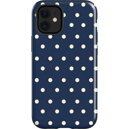 Blue and Cream Polka Dots iPhone 12 Mini Impact Case