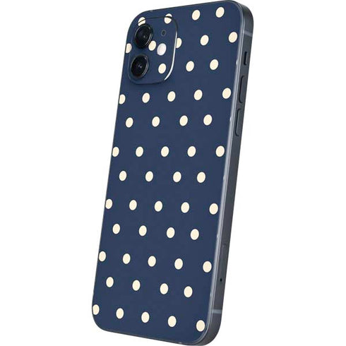 Blue and Cream Polka Dots iPhone 12 Mini Skin