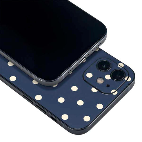 Blue and Cream Polka Dots iPhone 12 Mini Skin