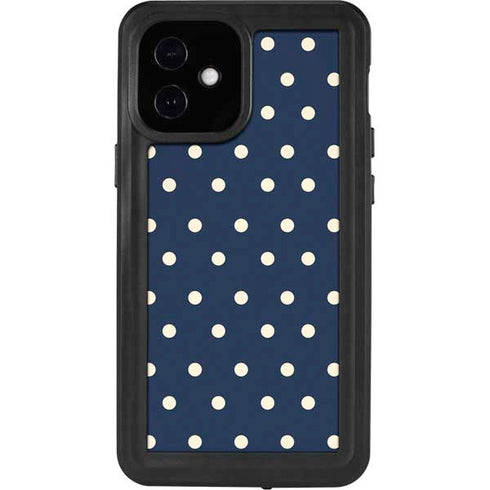 Blue and Cream Polka Dots iPhone 12 Mini Waterproof Case