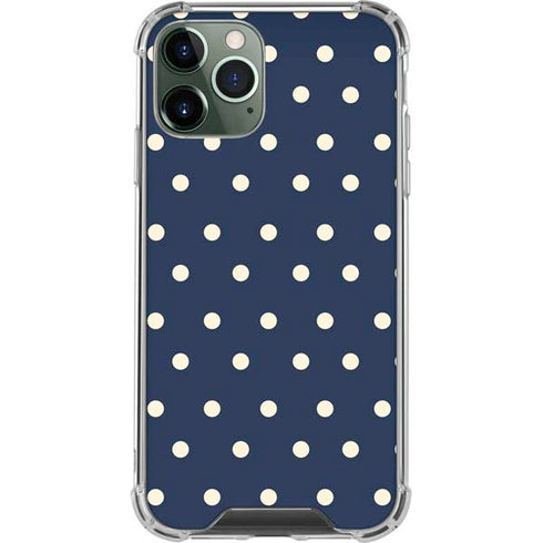Blue and Cream Polka Dots iPhone 12 Pro Clear Case