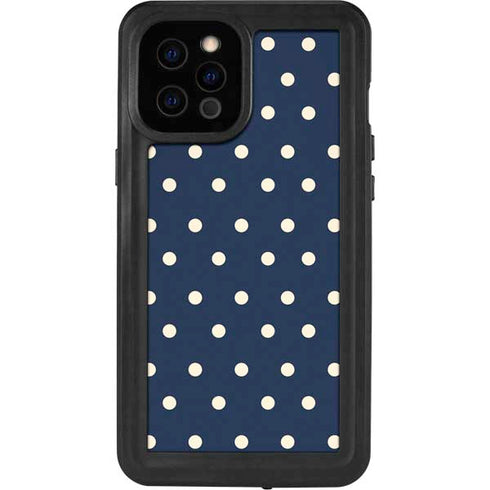 Blue and Cream Polka Dots iPhone 12 Pro Max Waterproof Case