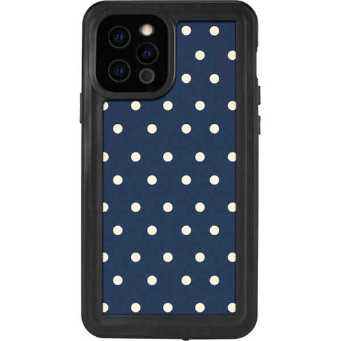 Blue and Cream Polka Dots iPhone 12 Pro Waterproof Case