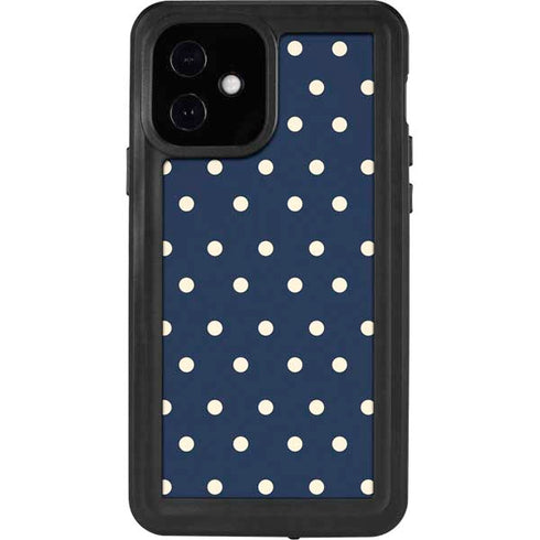 Blue and Cream Polka Dots iPhone 12 Waterproof Case