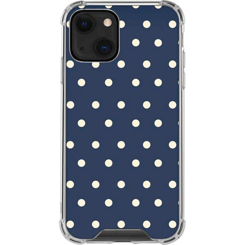 Blue and Cream Polka Dots iPhone 13 Mini Clear Case