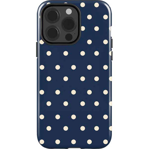 Blue and Cream Polka Dots iPhone 13 Pro Impact Case