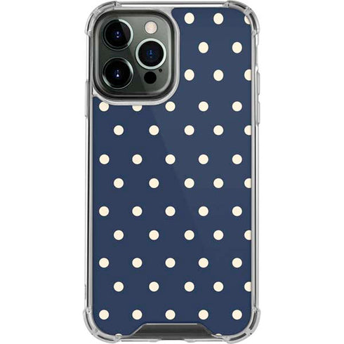 Blue and Cream Polka Dots iPhone 13 Pro Max Clear Case
