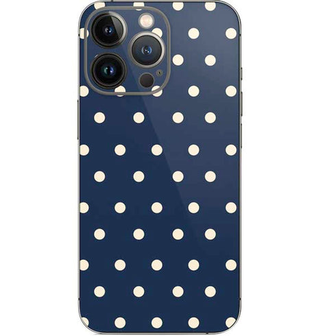 Blue and Cream Polka Dots iPhone 13 Pro Skin