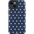 Blue and Cream Polka Dots iPhone 15 Plus Impact Case