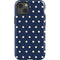 Blue and Cream Polka Dots iPhone 14 Impact Case