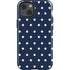 Blue and Cream Polka Dots iPhone 14 Impact Case