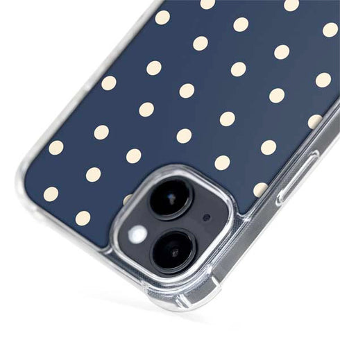 Blue and Cream Polka Dots iPhone 15 Plus MagSafe Case