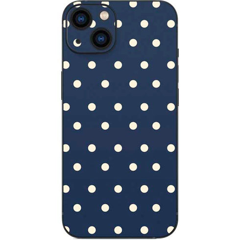 Blue and Cream Polka Dots iPhone 15 Plus Skin