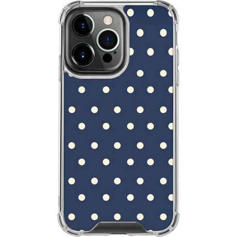 Blue and Cream Polka Dots iPhone 15 Pro Clear Case