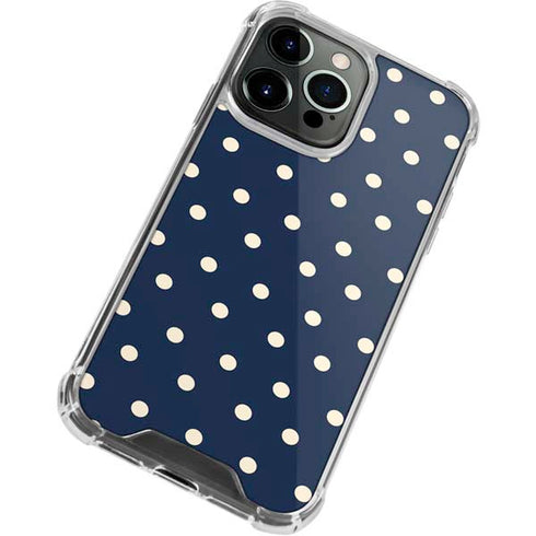 Blue and Cream Polka Dots iPhone 15 Pro Clear Case