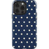 Blue and Cream Polka Dots iPhone 14 Pro Impact Case
